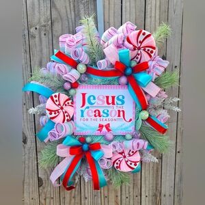 Jesus Is The Reason For The Season Christmas Wreath, Religious Christmas Wreath